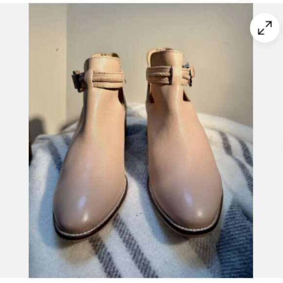 Seychelles Booties Ankle Boots Women's 7.5 Nude Leather Western Buckle Strap - Picture 3 of 9